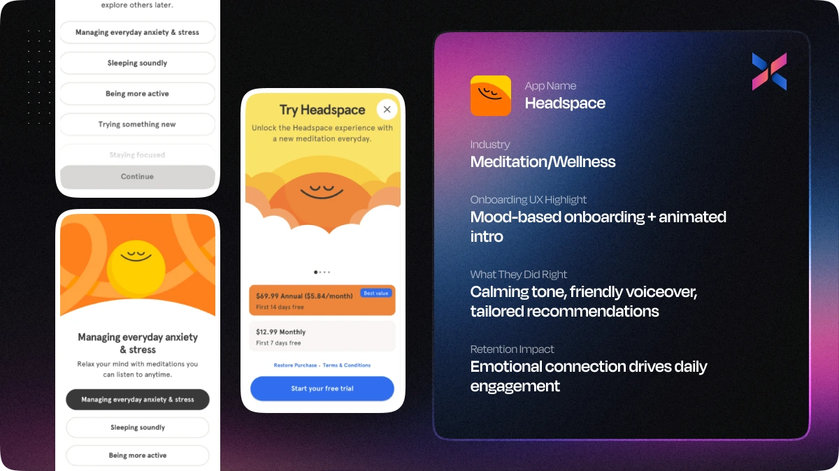 Headspace App Onboarding UX Example