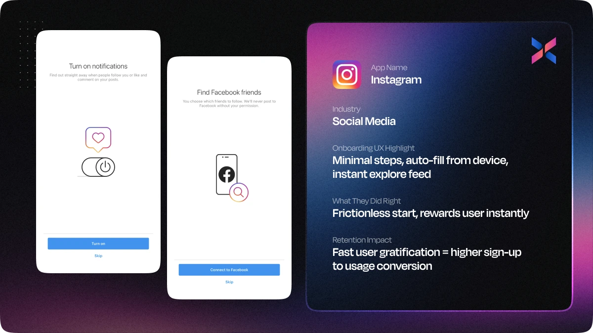 Instagram App Onboarding UX Example
